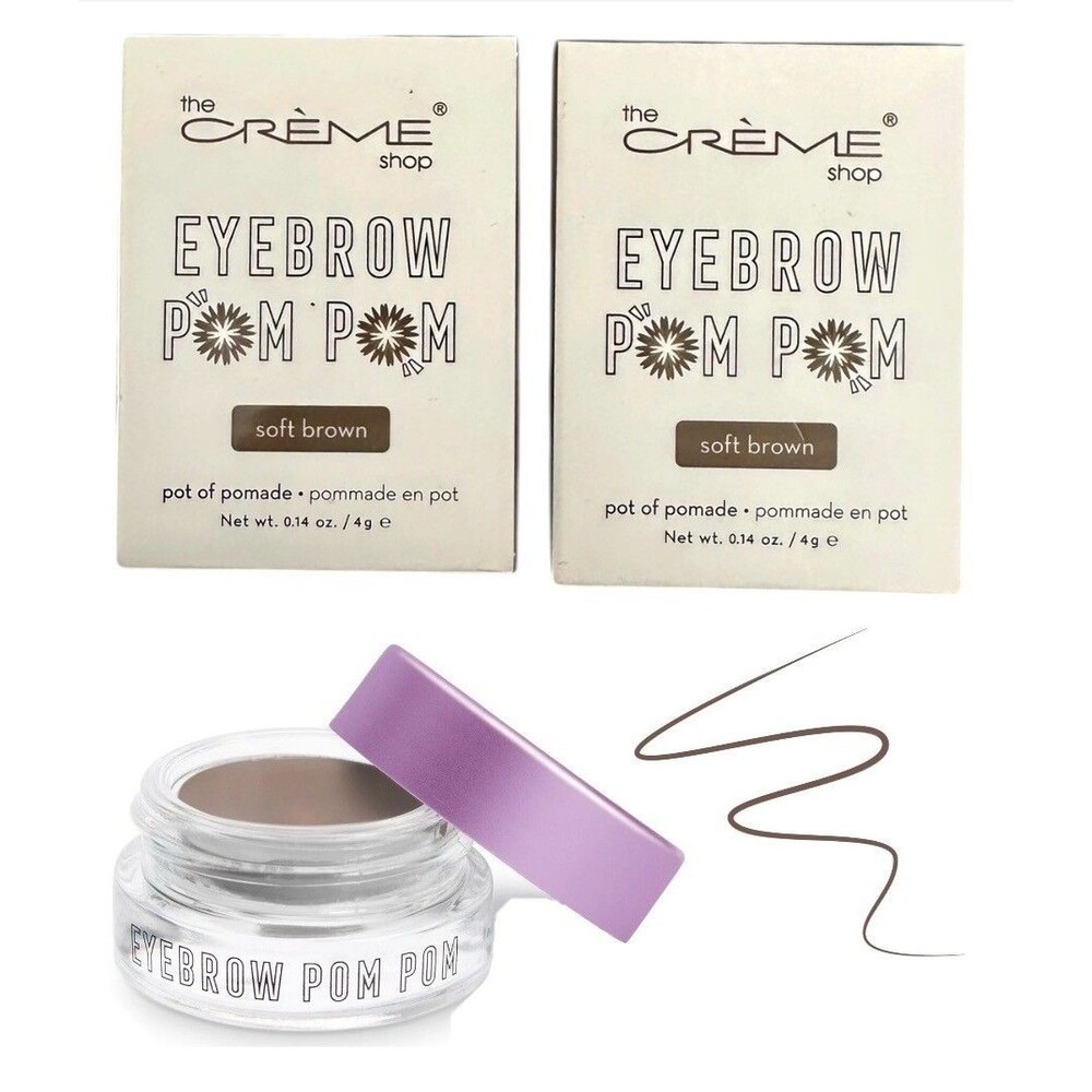 Lot of 2 The Créme Shop Eyebrow Pom Pom Pot Of Pomade, Soft Brown